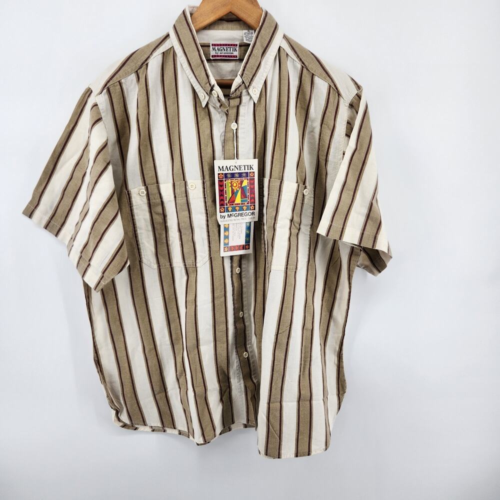Magnetik by McGregor Men's XL Button Front Shirt Short Sleeve Cotton NWT